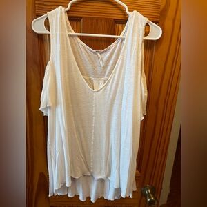 Free People High-Low Shoulder Cut Out Shirt